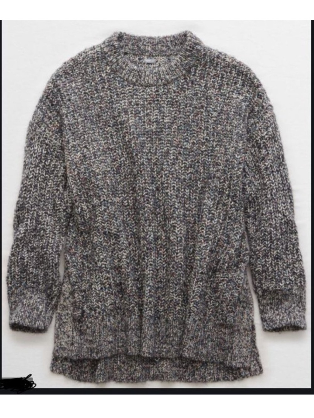 aerie oversized desert Marled Gray Crewneck Sweater sz small